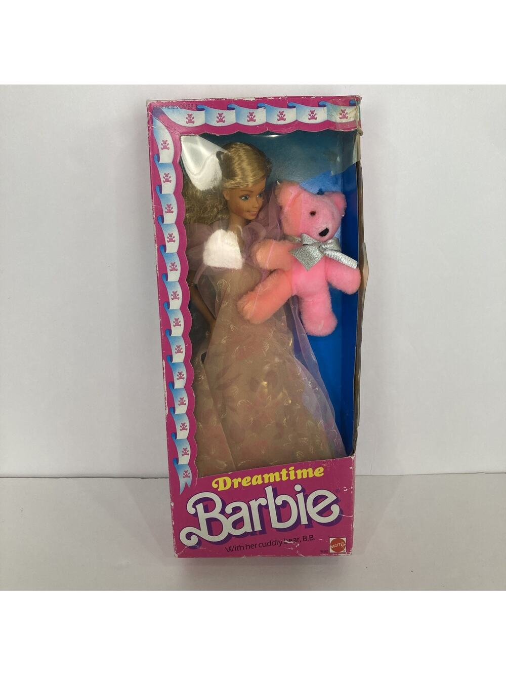 Vintage Mattel Dreamtime Barbie 1984 with Cuddly Bear BAD BOX